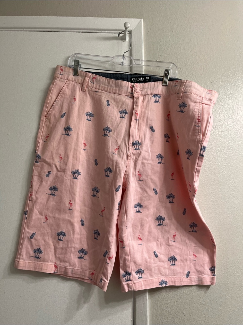 Light Pink Flamingo & Palm Print Shorts